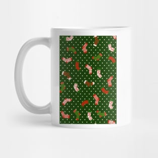 Christmas sock illustration, cute polka dot holiday pattern 2 Mug